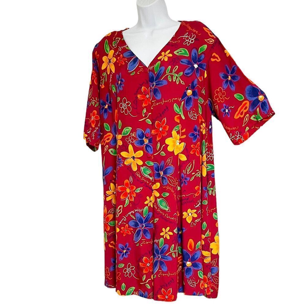 VTG‎ Jacque & Koko Romper Womens 14/16 Pockets Floral Red Multicolor *See Note